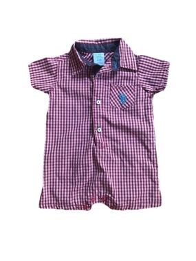 US Polo Assn. one piece plaid shortall size 6-9 mo